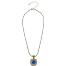 TWO-TONE BLUE SQUARE PENDANT BOX CHAIN NECKLACE