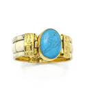 GOLD TURQUOISE AND BONE BANGLE