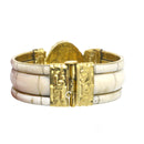 GOLD TURQUOISE AND BONE BANGLE