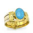 GOLD TURQUOISE AND BONE BANGLE