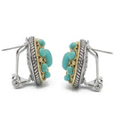TURQUOISE TWO TONE ROUND EARRINGS