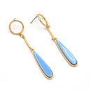 GOLD TEARDROP TURQUOISE BLUE POST EARRINGS