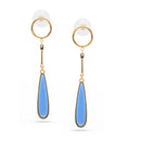 GOLD TEARDROP TURQUOISE BLUE POST EARRINGS