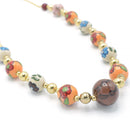 MULTI- COLOR RESIN AND GLASS BEAD INDIAN NECKLACE