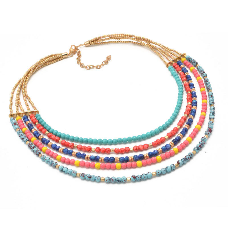 MULTI COLOR BEADS LAYER NECKLACE