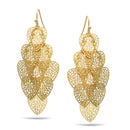GOLD HEART FILIGREE CHANDELIER DROP EARRINGS