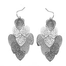 SILVER HEART FILIGREE CHANDELIER DROP EARRINGS