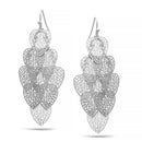 SILVER HEART FILIGREE CHANDELIER DROP EARRINGS