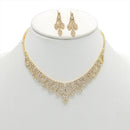 GOLD RHINESTONE CRYSTAL NECKLACE AND EARRINGS SET