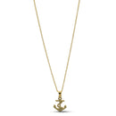GOLD ANCHOR CRYSTAL RHINESTONE PENDANT NECKLACE