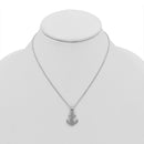 SILVER ANCHOR CRYSTAL RHINESTONE PENDANT NECKLACE