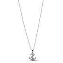 SILVER ANCHOR CRYSTAL RHINESTONE PENDANT NECKLACE