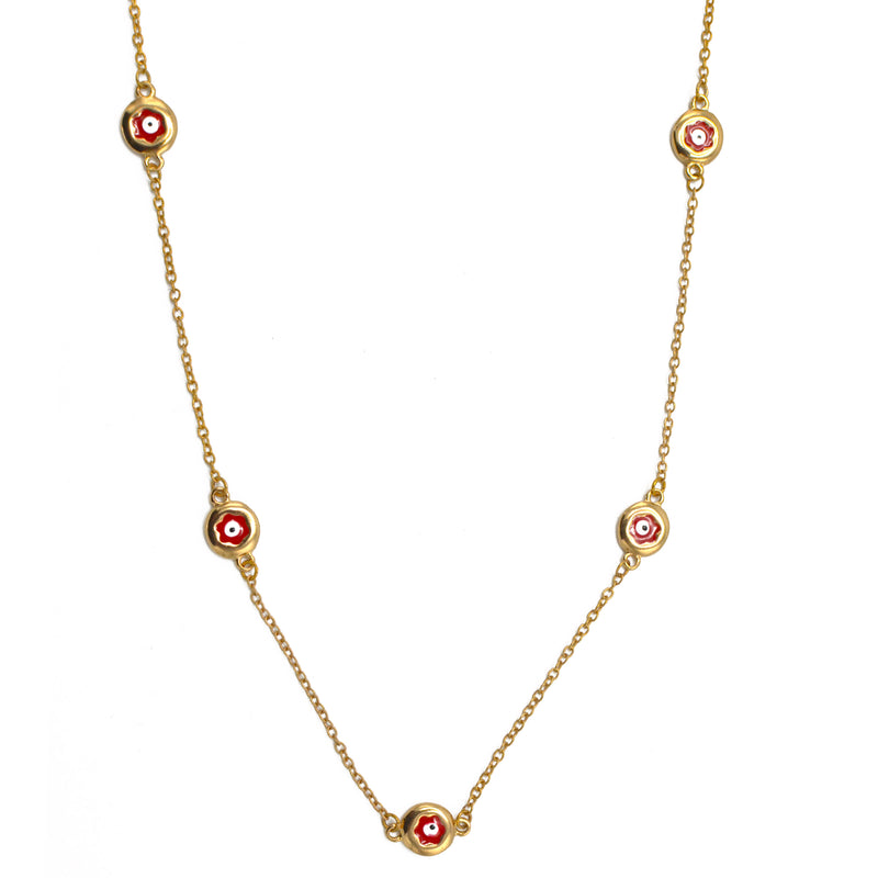 GOLD  RED EYE LONG NECKLACE