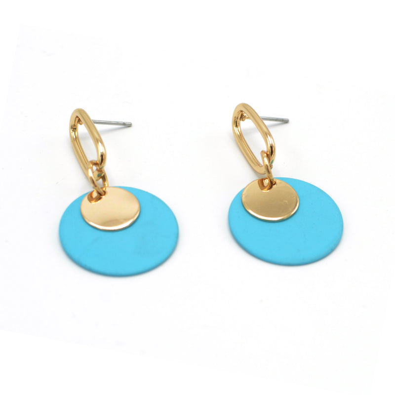GOLD  ROUND TURQUOISE POST EARRINGS