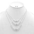 SILVER AND WHITE PEARL CRYSTAL NECKLACE AND EARRINGS SET