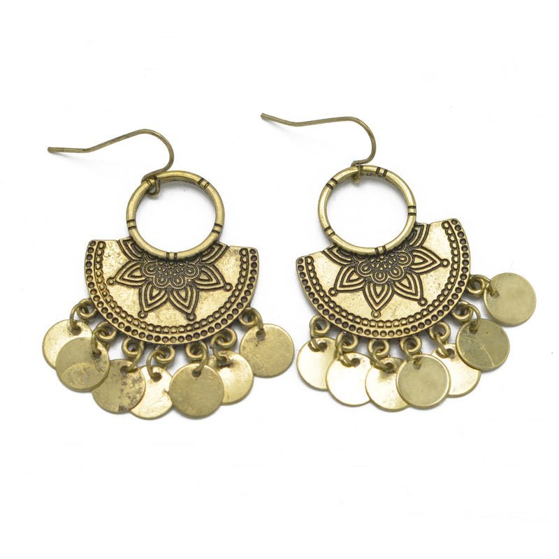 GOLD ROUND DISK EARRINGS