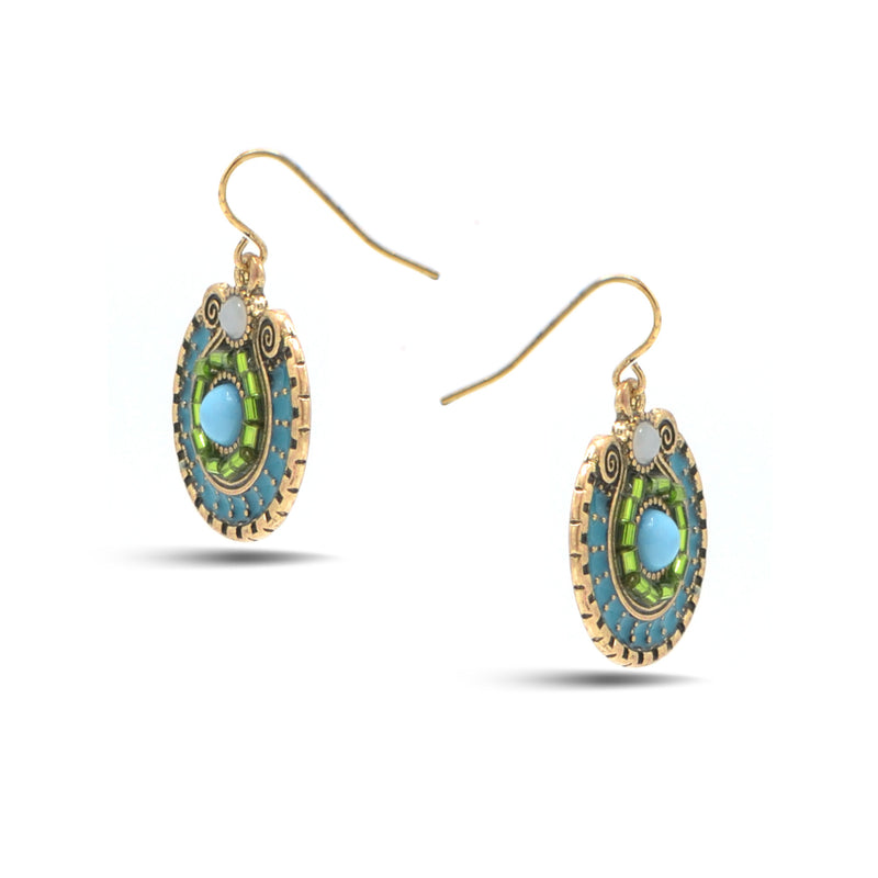 GOLD ROUND TURQUOISE EARRINGS