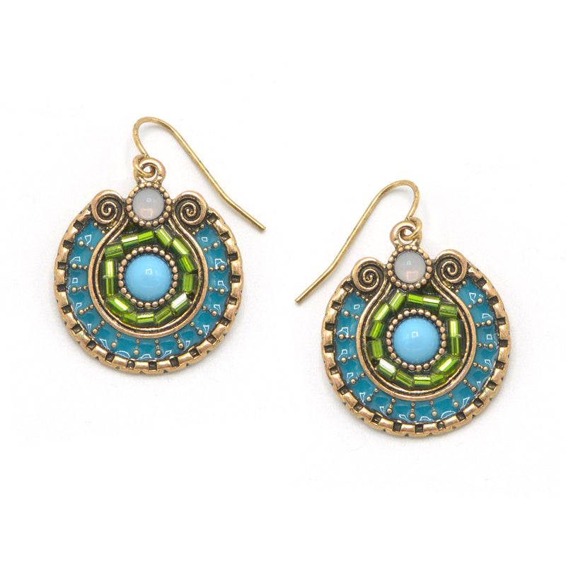 GOLD ROUND TURQUOISE EARRINGS