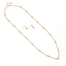 GOLD RICE BEAD NECKLACE AND EARRINGS SET