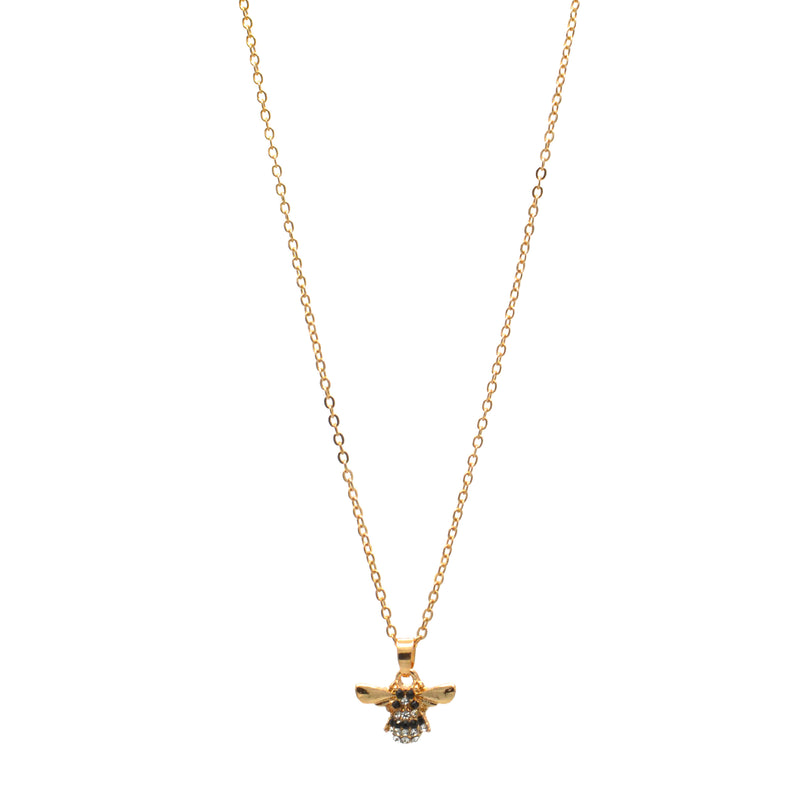 GOLD BEE PENDANT SHORT NECKLACE