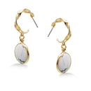 GOLD ROUND MARBLE RESIN STUD EARRINGS