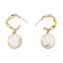 GOLD ROUND MARBLE RESIN STUD EARRINGS