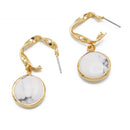 GOLD ROUND MARBLE RESIN STUD EARRINGS