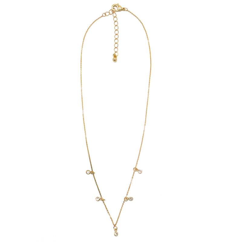 GOLD CRYSTAL CHAIN SHORT NECKLACE
