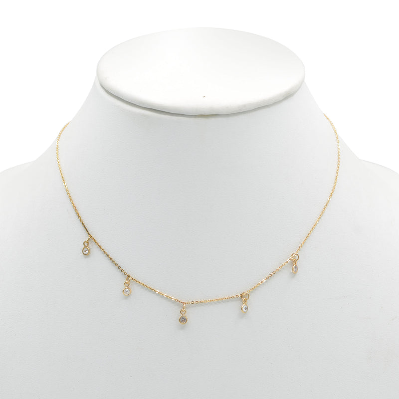 GOLD CRYSTAL CHAIN SHORT NECKLACE