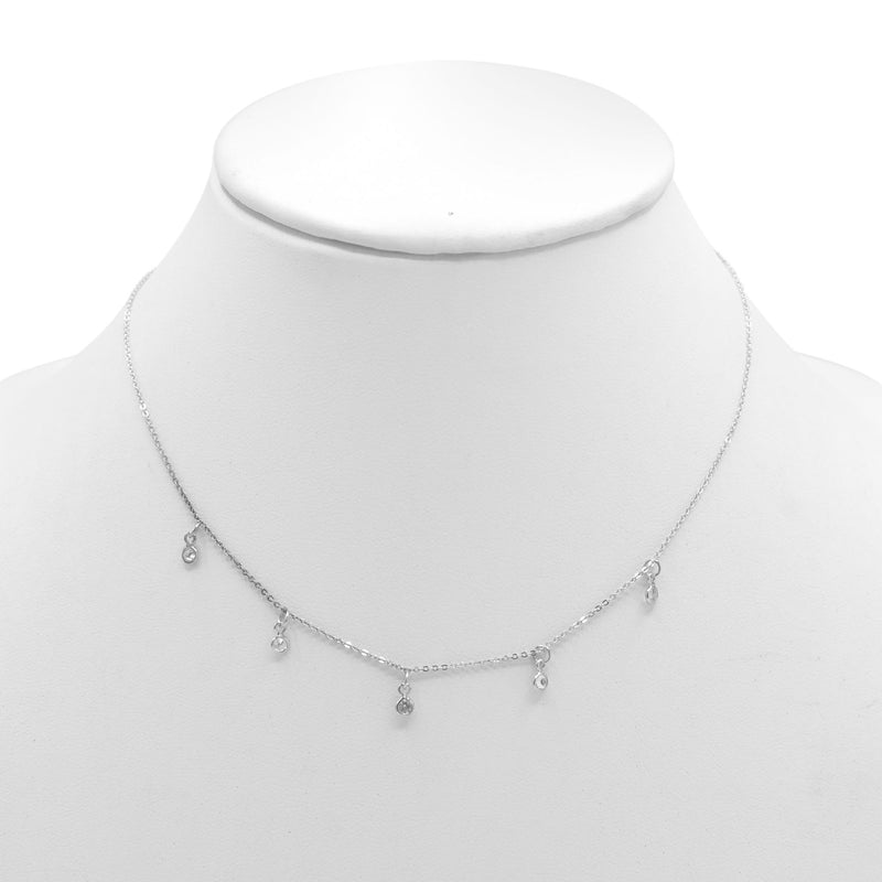 SILVER CRYSTAL CHAIN SHORT NECKLACE