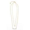 GOLD BAR AND PEARL2 ROW LAYER NECKLACE