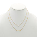 GOLD BAR AND PEARL2 ROW LAYER NECKLACE