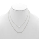 RHODIUM BAR AND PEARL2 ROW LAYER NECKLACE