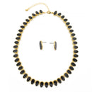 GOLD BLACK NECKLACE AND EARRINGS SET