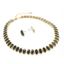 GOLD BLACK NECKLACE AND EARRINGS SET
