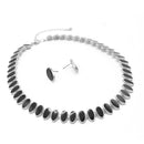 SILVER BLACK NECKLACE AND EARRINGS SET