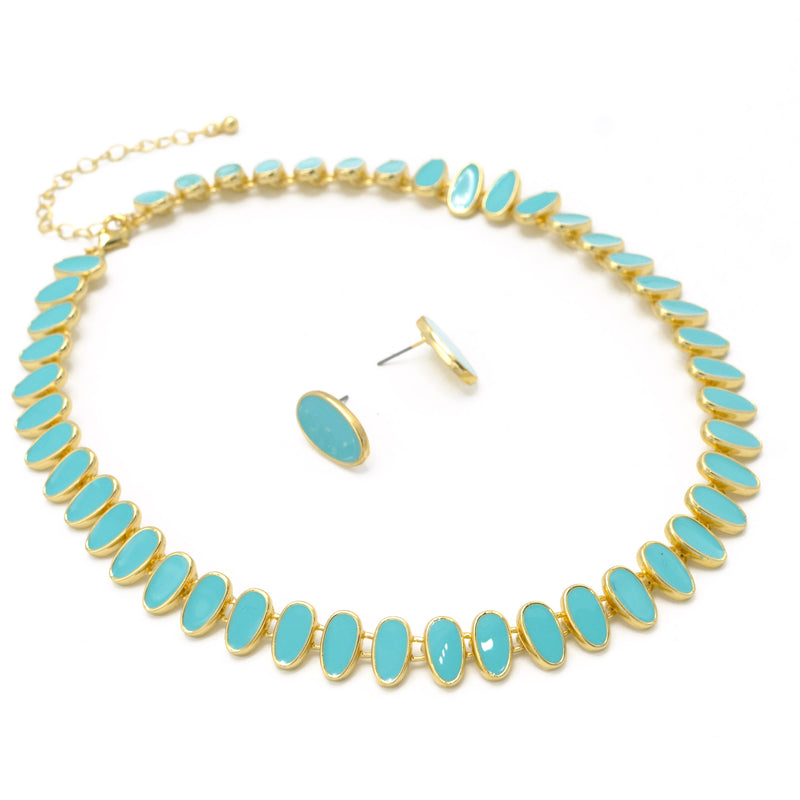 GOLD TURQUOISE NECKLACE AND EARRINGS SET