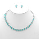 SILVER TURQUOISE NECKLACE AND EARRINGS SET