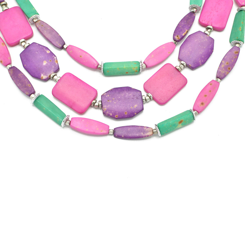 MULTI COLOR BEADS LAYERED NECKLACE