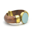 GOLD TURQUOISE WOODEN BANGLE