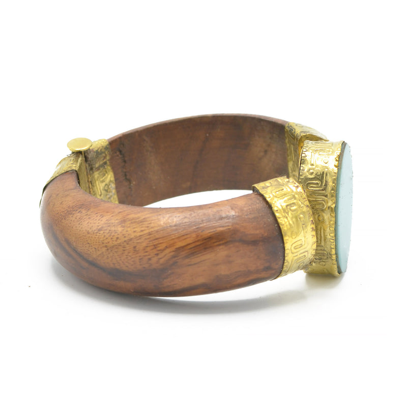 GOLD TURQUOISE WOODEN BANGLE