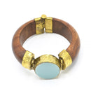GOLD TURQUOISE WOODEN BANGLE