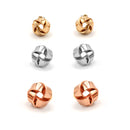 TRI-TONE 3 PAIR STUD EARRINGS