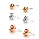 TRI-TONE 3 PAIR STUD EARRINGS