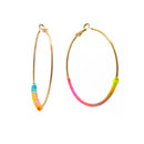 GOLD MULTI COLOR TREAD HOOP EARRINGS