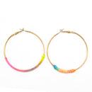 GOLD MULTI COLOR TREAD HOOP EARRINGS