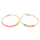 GOLD MULTI COLOR TREAD HOOP EARRINGS
