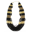 GOLD BLACK SEED BEAD STATEMENT NECKLACE