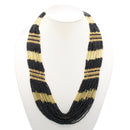 GOLD BLACK SEED BEAD STATEMENT NECKLACE