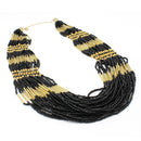 GOLD BLACK SEED BEAD STATEMENT NECKLACE
